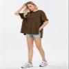 EXLURA Womens Summer Oversized T Shirts 2024 Casual Short Sleeve Loose Maternity Tops Crewneck Tunic Plus Gym Workout Top Dark Brown view 3