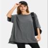 EXLURA Womens Summer Oversized T Shirts 2026 Casual Short Sleeve Loose Maternity Tops Crewneck Tunic Plus Gym Workout Top Deep Grey view 4
