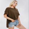 EXLURA Womens Summer Oversized T Shirts 2025 Casual Short Sleeve Loose Maternity Tops Crewneck Tunic Plus Gym Workout Top Dark Brown view 4