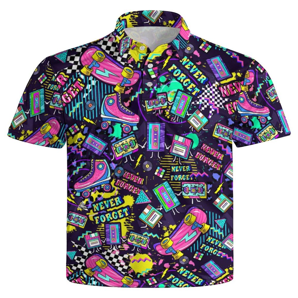 MSCPZH Golf Shirts for Men 80s Golf Polo Shirts for Men Short Sleeve Polo Shirts Golf Mens Polo