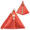 Aatacas Leather Quilted Triangle Wristlet Clutch Purse Handbag - Pyramid Evening Cocktail Wallet Tassel Charm (Orange) view 1