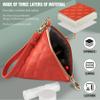 Aatacas Leather Quilted Triangle Wristlet Clutch Purse Handbag - Pyramid Evening Cocktail Wallet Tassel Charm (Orange) view 4