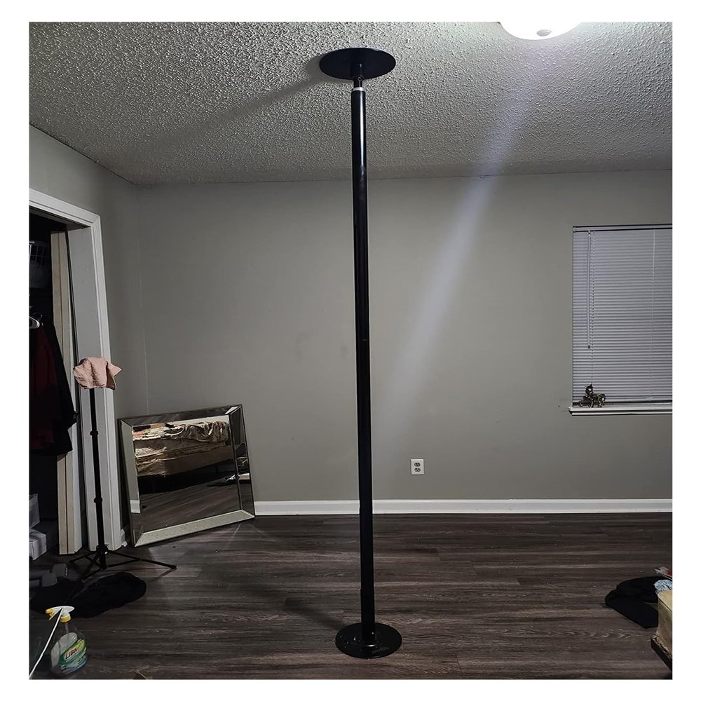 Spinning Pole Portable Removable Portable Dance Pole Stainless Steel Fitness Dancing Spinning Static, Rotary Fixed Dual Use Height-Adjustable Dancing Pole for Home Apartment Club Gym, Loads 200kg(Blac