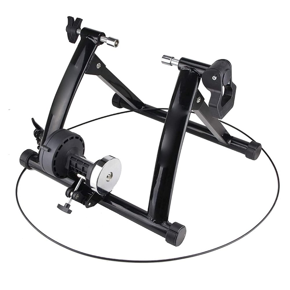 CFDZCP Foldable Bicycle Riding Platform, 24-28inch Mountain Road Bike Indoor Magnetic Resistance Cycling Turbo Trainer, with Line Control Training Bracket(Black)