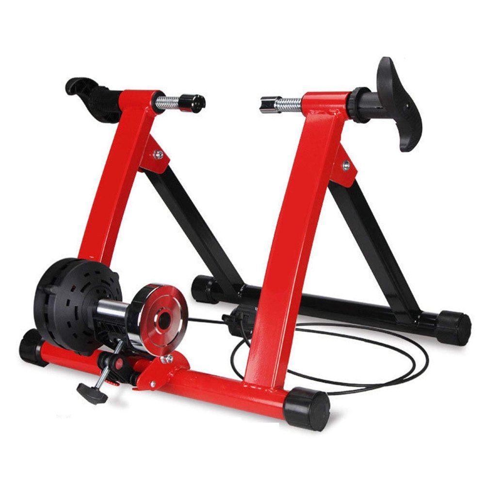 CFDZCP Bicycle Trainer for Folding 26"-28" Exercise Bike for Bicycles Mountain Bike, 6 Resistance Settings, Bicycle Trainer with Magnetic Brake, Cycling at Home(Red)