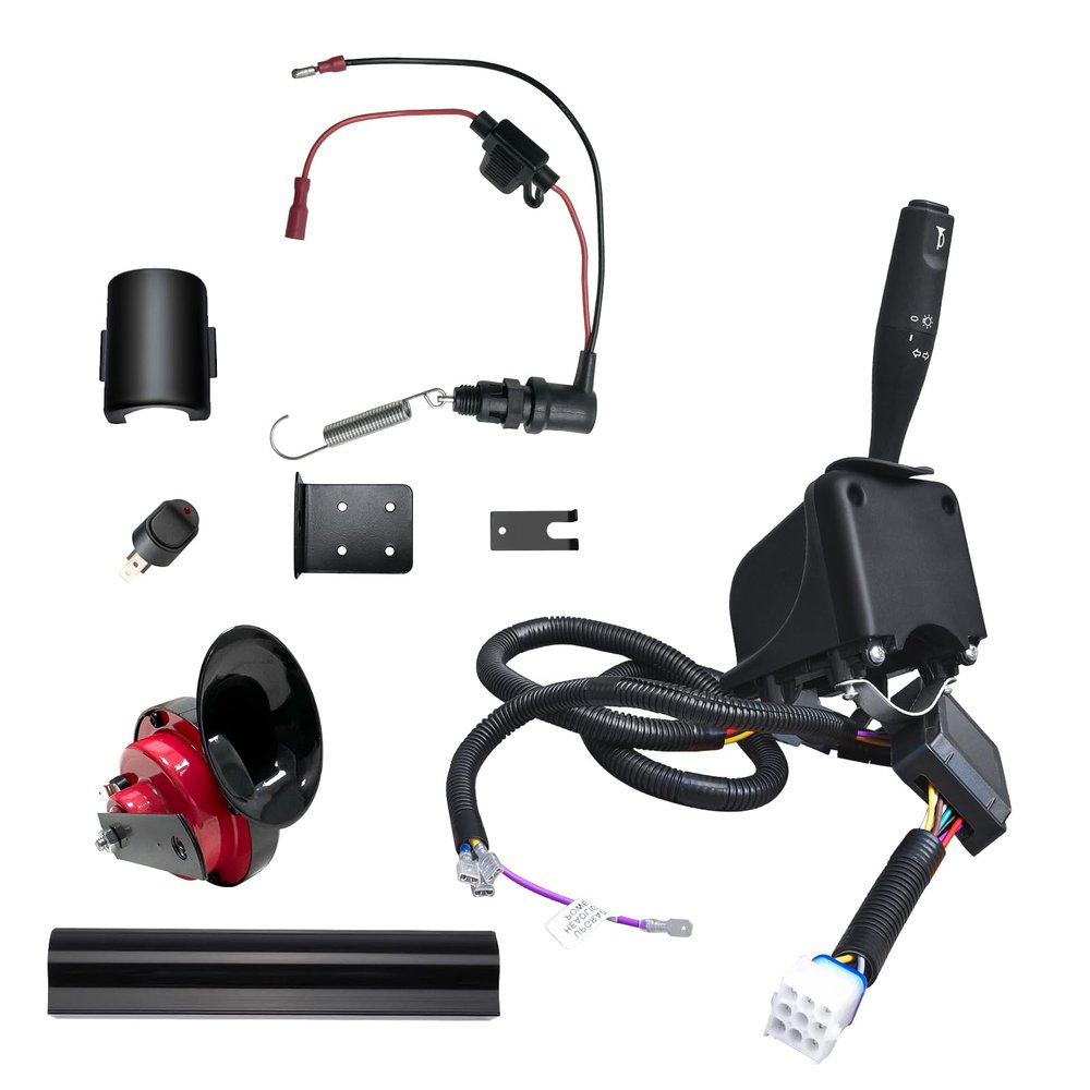 Golf Cart Turn Signal Kit for Club Car Precedent and Tempo,9-Pin Plug Upgrade Replaces Wiring Harness Kit with Horn Brake Light Switch,12V Plug and Play Time Delay Brake