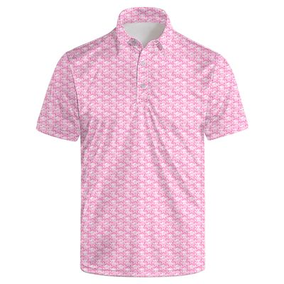 MSCPZH Funny Golf Shirts for Men Breast Cancer Golf Polo Shirts for Men Polo Shirts Golf Mens Polo