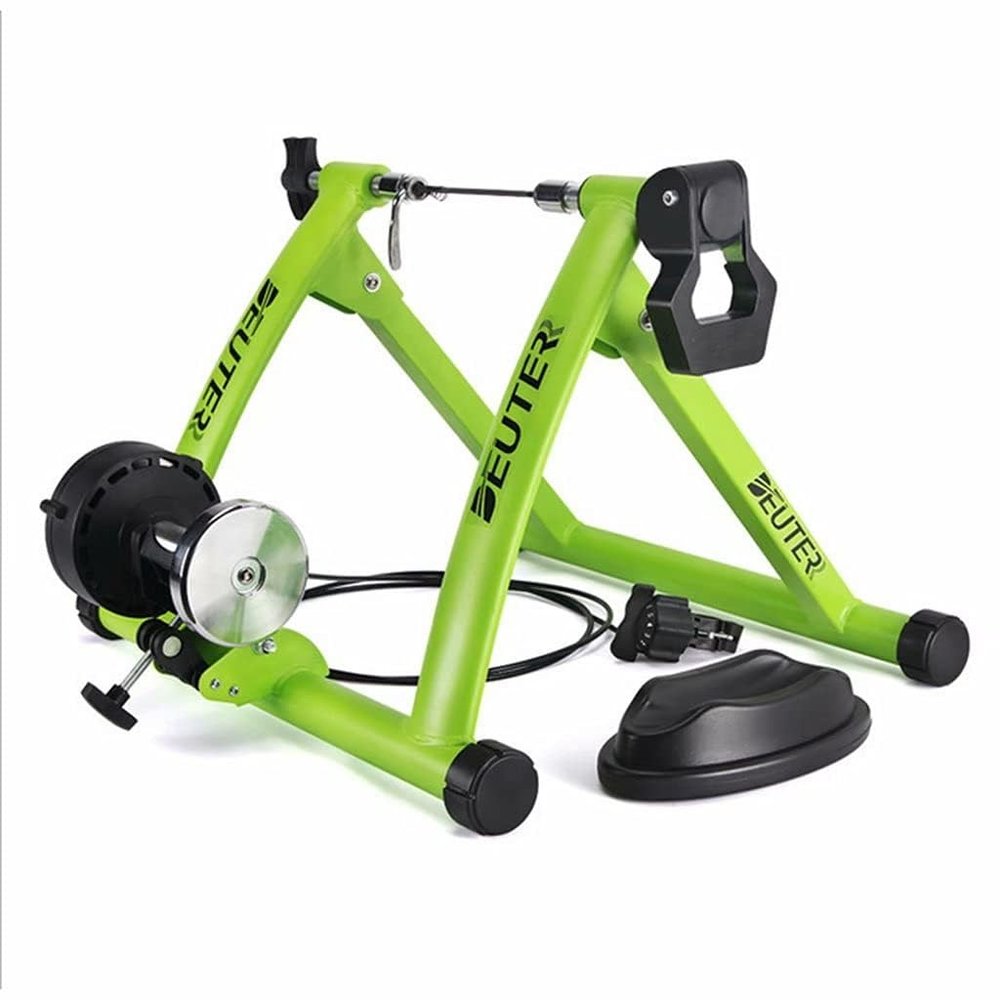 CFDZCP Foldable Bicycle Riding Platform, 24-28inch Mountain Road Bike Indoor Magnetic Resistance Cycling Turbo Trainer, with Line Control Training Bracket(Green)