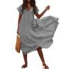BIVENANT Gauze Dress for Women Cotton Women Gauze Dresses with Sleeves Tiered Ruffle Boho Plus Size Dress Shift Casual Summer Dresses Plus Size,Grey,S view 1