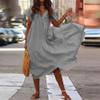 BIVENANT Gauze Dress for Women Cotton Women Gauze Dresses with Sleeves Tiered Ruffle Boho Plus Size Dress Shift Casual Summer Dresses Plus Size,Grey,S view 2