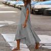 BIVENANT Gauze Dress for Women Cotton Women Gauze Dresses with Sleeves Tiered Ruffle Boho Plus Size Dress Shift Casual Summer Dresses Plus Size,Grey,S view 3