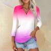 3/4 Sleeve Tops for Women Cotton Ladies Polo Shirts with Collar Womens Collared Shirts V Neck T Shirts Women Womens Plus Golf Shirt Skorts for Women Dressy Casual Pink Medium view 2