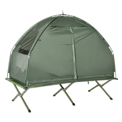 AMOPA Outdoor Foldable Camping Tent with Folding Cot, Inflatable Air Mattress, Sleeping Bag, Pillow, Foot Pump, Carrying Bag - Pop-up Design for Camping Trips Backpacking Adventures Backyard