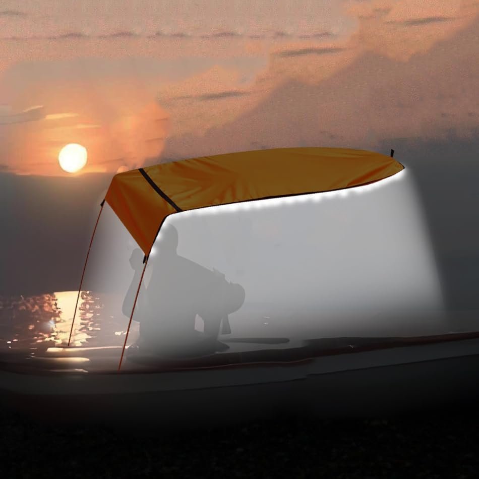 MOOCY LED Light Sun Shade Canopy for Kayak/Canoe- UV Protection Waterproof, Quick Installation