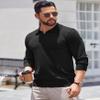 COOFANDY Long Sleeve Polo Shirts for Men Knit Polo Sweater Lightweight Ribbed Pullover Sweater Black view 2