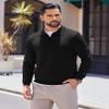 COOFANDY Long Sleeve Polo Shirts for Men Knit Polo Sweater Lightweight Ribbed Pullover Sweater Black view 4