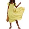 BIVENANT Cotton Flowy Dress Boho Tiered Maxi Dress Ruffled Cotton Gauze Short Sleeve Dress for Women Tunic Flowy Swing Midi Dress Vacation Outfits,Yellow,4XL view 1