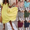 BIVENANT Cotton Flowy Dress Boho Tiered Maxi Dress Ruffled Cotton Gauze Short Sleeve Dress for Women Tunic Flowy Swing Midi Dress Vacation Outfits,Yellow,4XL view 2