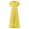 BIVENANT Cotton Flowy Dress Boho Tiered Maxi Dress Ruffled Cotton Gauze Short Sleeve Dress for Women Tunic Flowy Swing Midi Dress Vacation Outfits,Yellow,4XL view 4
