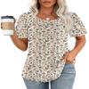Tshirts Shirts for Women Summer Blouses Short Sleeve Scooped Neck Cute Flower Tops Dressy Casual Beige XL view 1