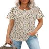 Tshirts Shirts for Women Summer Blouses Short Sleeve Scooped Neck Cute Flower Tops Dressy Casual Beige XL view 2