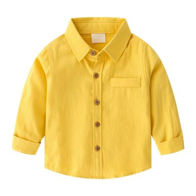 Betadog Toddler Long Sleeve Button Up Shirts Girls and Boys Long Sleeve Woven Button Down Shirt with (Yellow, 2-3 Years)