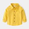 Betadog Toddler Long Sleeve Button Up Shirts Girls and Boys Long Sleeve Woven Button Down Shirt with (Yellow, 2-3 Years) view 2