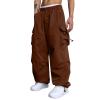 Work Cargo Pants for Men Relaxed Fit Parachute Pants Casual Baggy Cargo Sweatpants Hip Hop Harem Pants with Pockets B- Brown view 1