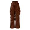 Work Cargo Pants for Men Relaxed Fit Parachute Pants Casual Baggy Cargo Sweatpants Hip Hop Harem Pants with Pockets B- Brown view 4