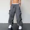Work Cargo Pants for Men Relaxed Fit Parachute Pants Casual Baggy Cargo Sweatpants Hip Hop Harem Pants with Pockets view 2