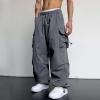 Work Cargo Pants for Men Relaxed Fit Parachute Pants Casual Baggy Cargo Sweatpants Hip Hop Harem Pants with Pockets view 3
