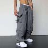 Work Cargo Pants for Men Relaxed Fit Parachute Pants Casual Baggy Cargo Sweatpants Hip Hop Harem Pants with Pockets view 4