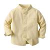 Betadog Kids & Toddler Boys Long Sleeve Cotton Dress Shirt Boys' and Toddler Long Sleeve Linen (Yellow, 3-6 Months) view 1