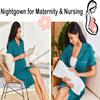 Ekouaer Hospital Gowns for Women Button Down Sleepshirt Short Sleeve Nursing Nightgown Pajama Dress Blue Green XL view 4