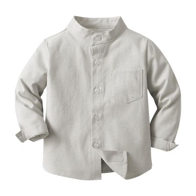 Betadog Kids & Toddler Boys Long Sleeve Cotton Dress Shirt Boys' and Toddler Long Sleeve Linen Button (Khaki, 7 Years)