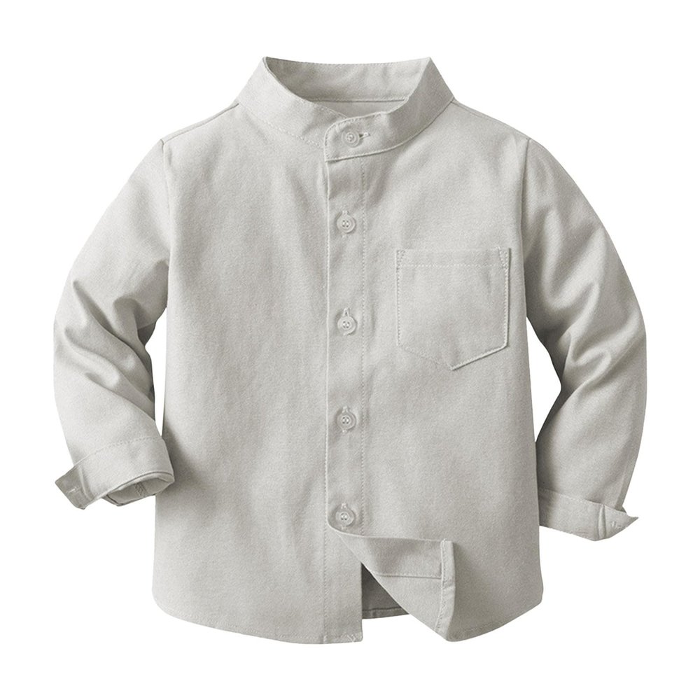 Betadog Kids & Toddler Boys Long Sleeve Cotton Dress Shirt Boys' and Toddler Long Sleeve Linen Button (Khaki, 7 Years)
