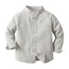 Betadog Kids & Toddler Boys Long Sleeve Cotton Dress Shirt Boys' and Toddler Long Sleeve Linen Button (Khaki, 7 Years) view 1