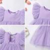 1st Birthday Girl Dress Outfit Baby Butterfly Tulle Dress Ruffle Sleeve Butterfly Princess Tutu Dress Toddler Cake Smash Photoshoot Dresses Lilac Butterfly 2-3 Years view 2