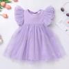 1st Birthday Girl Dress Outfit Baby Butterfly Tulle Dress Ruffle Sleeve Butterfly Princess Tutu Dress Toddler Cake Smash Photoshoot Dresses Lilac Butterfly 2-3 Years view 4
