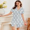 Ekouaer Nightgowns for Women Button Nightshirt Short Sleeve Pajama Dress Classic Sleepshirt Soft Nightwear Grey Star M view 2