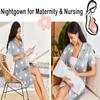 Ekouaer Nightgowns for Women Button Nightshirt Short Sleeve Pajama Dress Classic Sleepshirt Soft Nightwear Grey Star M view 4