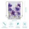DJUETRUI Drawstring Bags Drawstring Backpack Watercolor Purple Flowers Sports Gym Bag for Women Men Sports Sackpack view 2