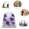 DJUETRUI Drawstring Bags Drawstring Backpack Watercolor Purple Flowers Sports Gym Bag for Women Men Sports Sackpack view 3
