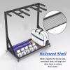 SPUZZOD Badminton Racket Storage Rack, Mobile Badminton Racket Display Storage Rack, 25~30 Pcs Kids Adult Tennis Racquets Organizer Cart Black Steel Frame view 3