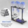 SPUZZOD Badminton Racket Storage Rack, Mobile Badminton Racket Display Storage Rack, 25~30 Pcs Kids Adult Tennis Racquets Organizer Cart Black Steel Frame view 4