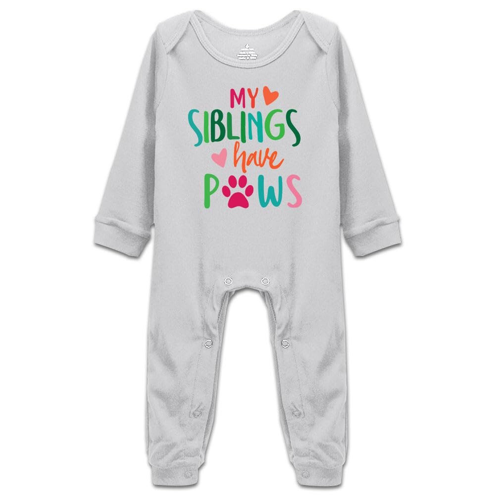 Aspachaelvy My Siblings Have Paws Baby Unisex Bodysuit Short Sleeve/Long Sleeve Outfits Infant Sleeveless Rompers