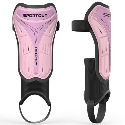 Sportout Soccer Shin Guards - Shin Guards Soccer Kids Youth Adult Protective Shin Pads with Sleeves and Insert Pocket for Boys Girls for Age 4-6, 6-8, 8-10,10-12,12-14,14-Adult (Pink, L)