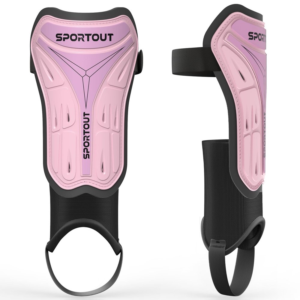 Sportout Soccer Shin Guards - Shin Guards Soccer Kids Youth Adult Protective Shin Pads with Sleeves and Insert Pocket for Boys Girls for Age 4-6, 6-8, 8-10,10-12,12-14,14-Adult (Pink, L)