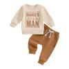 citgeett Toddler Baby Boy Sweatshirt Outfit Mamas Little Man Long Sleeve Shirt Jogger Pants Fall Outfits Winter Clothes Set (Brown-Sweatsuit, 12-18 Months) view 1