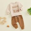 citgeett Toddler Baby Boy Sweatshirt Outfit Mamas Little Man Long Sleeve Shirt Jogger Pants Fall Outfits Winter Clothes Set (Brown-Sweatsuit, 12-18 Months) view 2